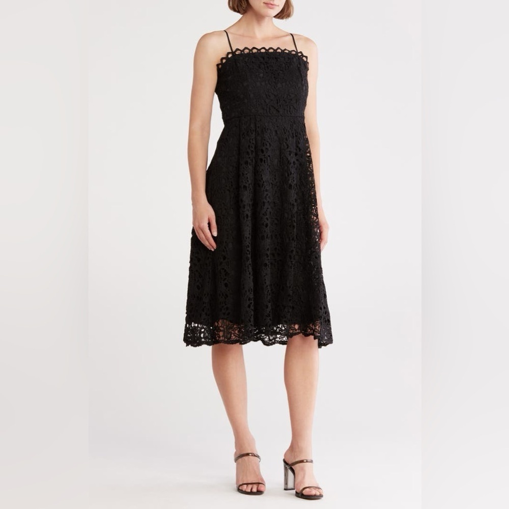 NWT NSR Strappy Black Lace Knee Length Dress Medium